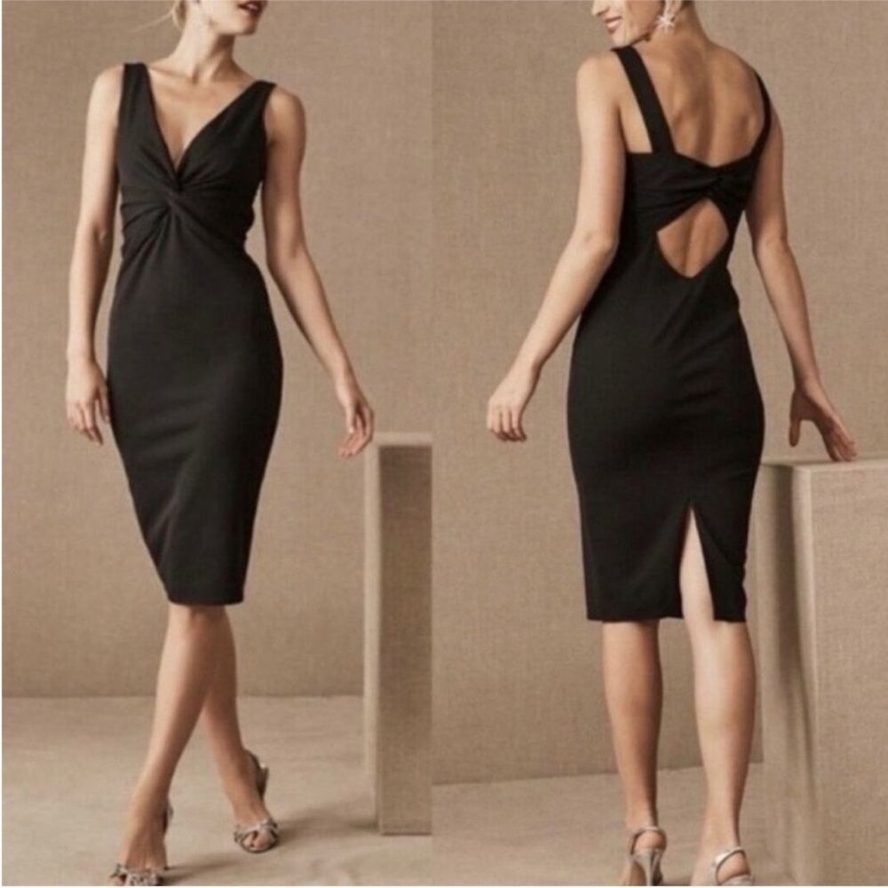 Katie May Damaris Midi Dress Deep V Back Cutout In black Size 2